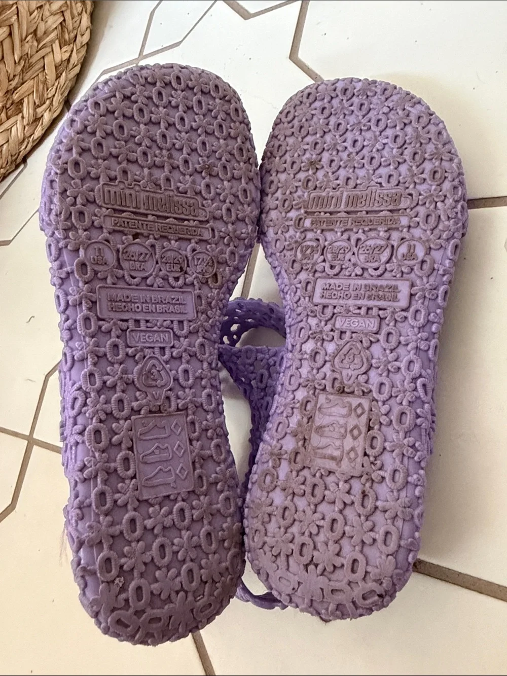 Mini Melissa Purple Floral Strap Sandals & Cream Bow Flip-Flops